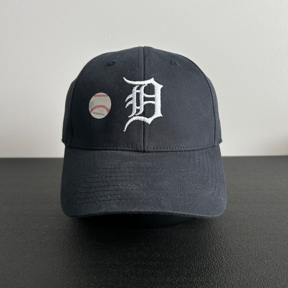 Vintage Detroit Tigers Hat Cap Strap Back Adjustable Navy Blue MLB Baseball